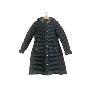 Burberry Black Puffer Coat with Gold Hardware and Detachable Hood
